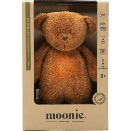 Moonie - Kuscheltier mit Melodie und Licht kleiner Bär 2.0 organic Karamell