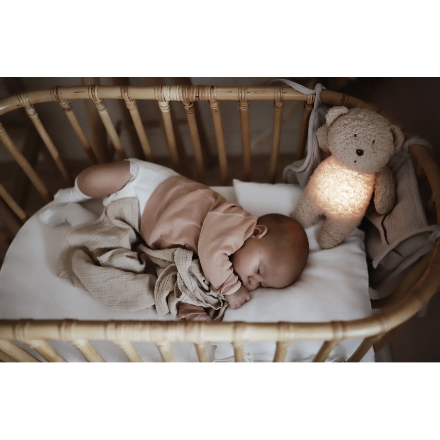 Moonie - Kuscheltier mit Melodie und Licht kleiner Bär 2.0 organic Polar