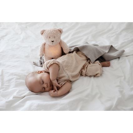 Moonie - Kuscheltier mit Melodie und Licht kleiner Bär 2.0 organic rosa