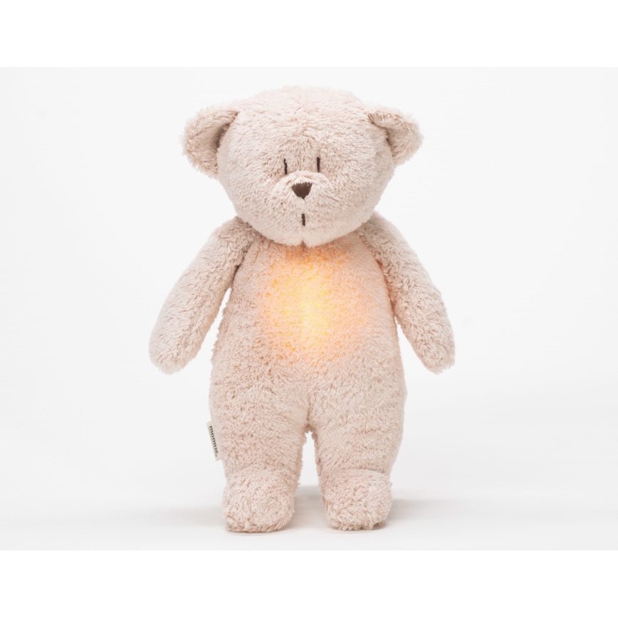 Moonie - Kuscheltier mit Melodie und Licht kleiner Bär 2.0 organic rosa
