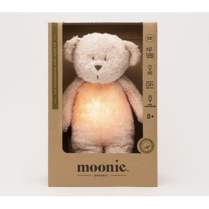Moonie - Kuscheltier mit Melodie und Licht kleiner Bär 2.0 organic rosa