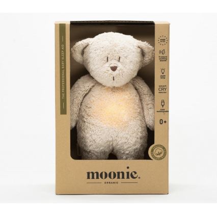 Moonie - Kuscheltier mit Melodie und Licht kleiner Bär 2.0 organic Sand