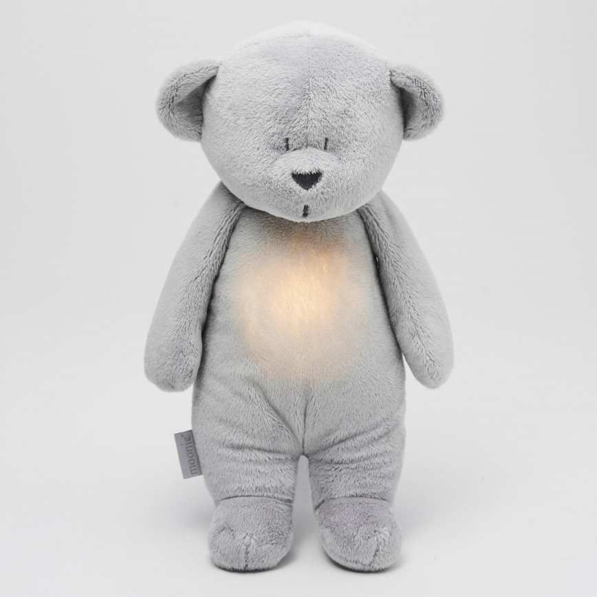 Moonie - Kuscheltier mit Melodie und Licht kleiner Bär 2.0 silbern