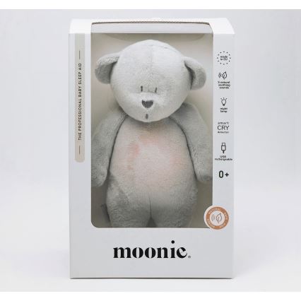 Moonie - Kuscheltier mit Melodie und Licht kleiner Bär 2.0 silbern