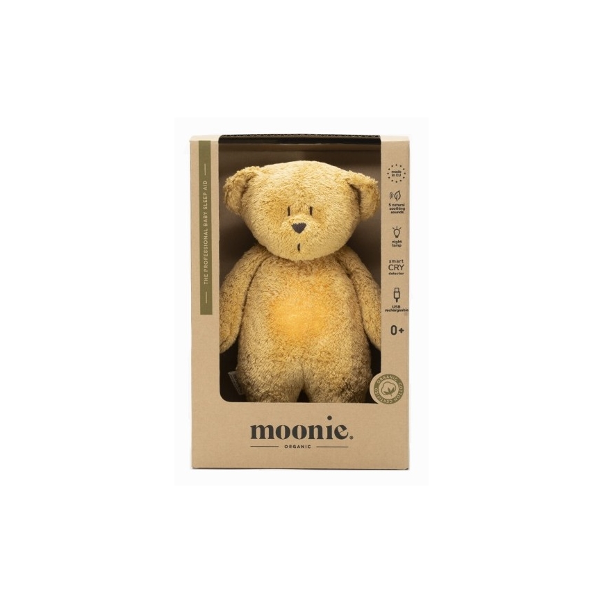 Moonie - Kuscheltier mit Melodie und Licht kleiner Teddybär öko honigfarben Natur