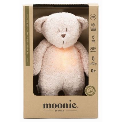 Moonie - Kuscheltier mit Melodie und Licht kleiner Teddybär öko rosa Natur