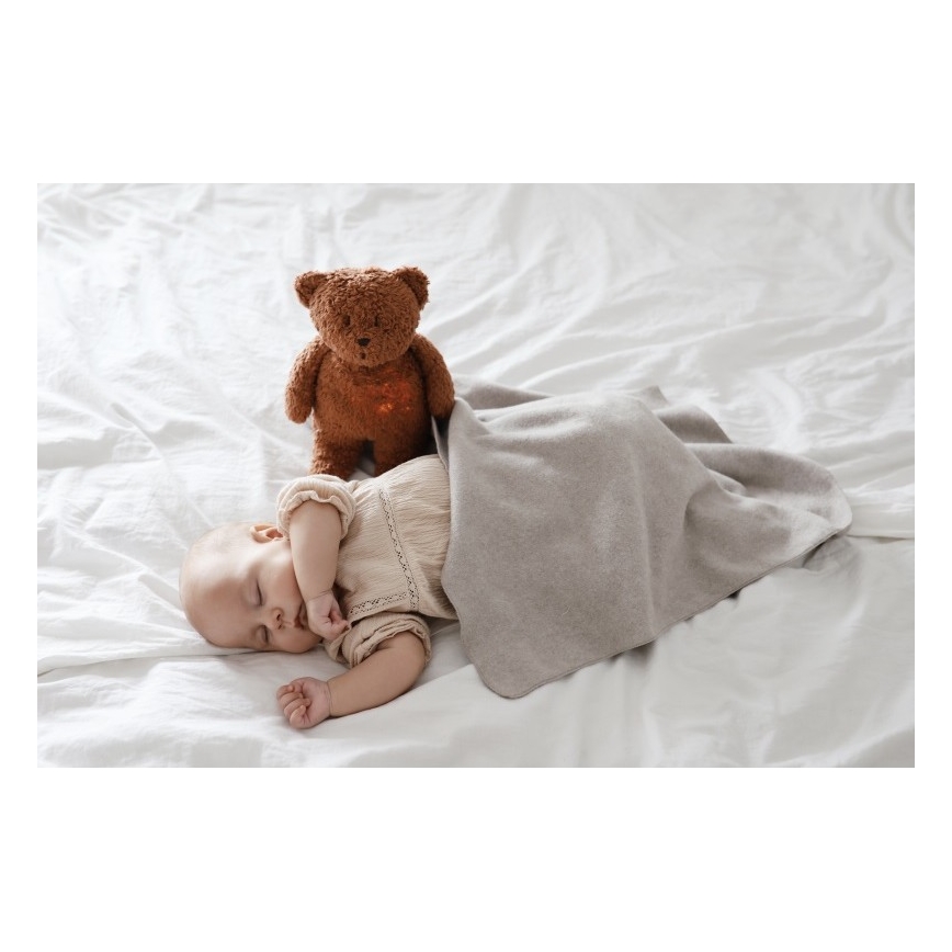 Moonie - Kuscheltier mit Melodie und Licht Teddybär Bio karamell Natur