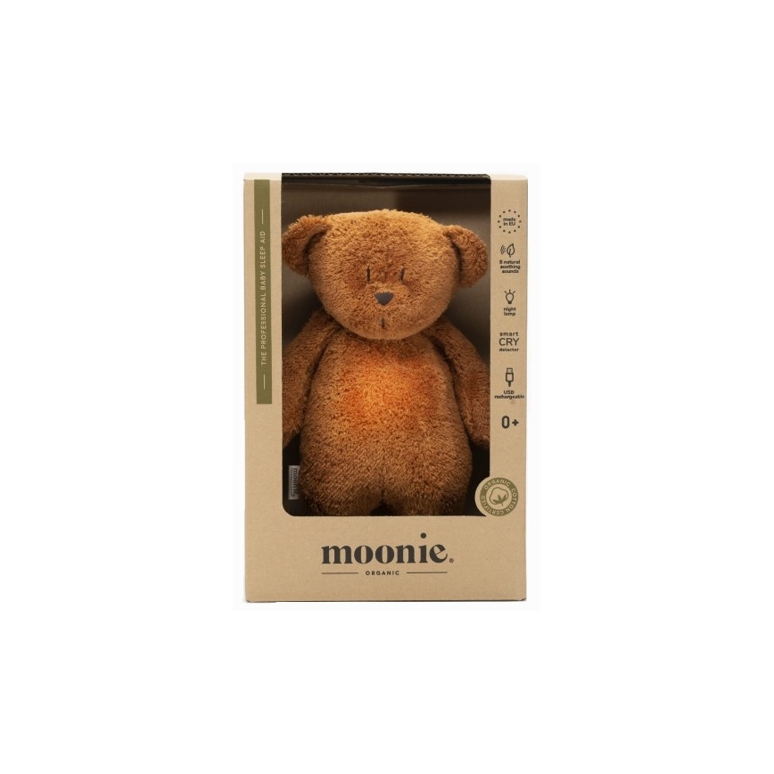 Moonie - Kuscheltier mit Melodie und Licht Teddybär Bio karamell Natur