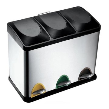 Mülleimer für Recycling 24 l, schwarz/Edelstahl