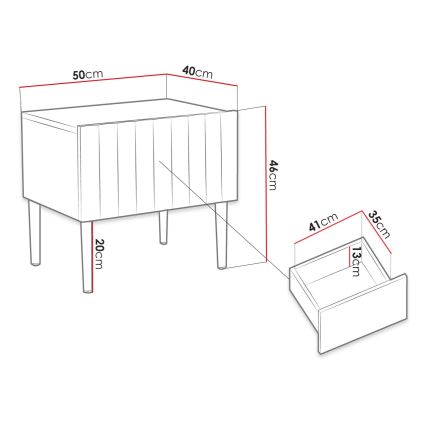 Nachttisch ARCOS 46x50 cm weiß/golden