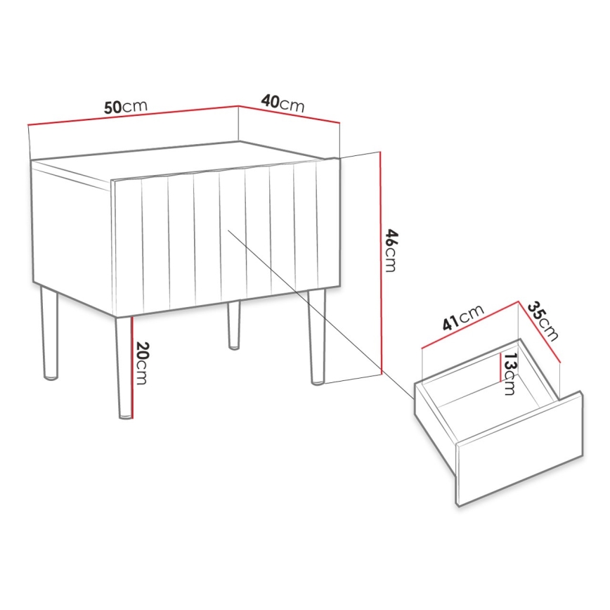 Nachttisch ARCOS 46x50 cm weiß/golden