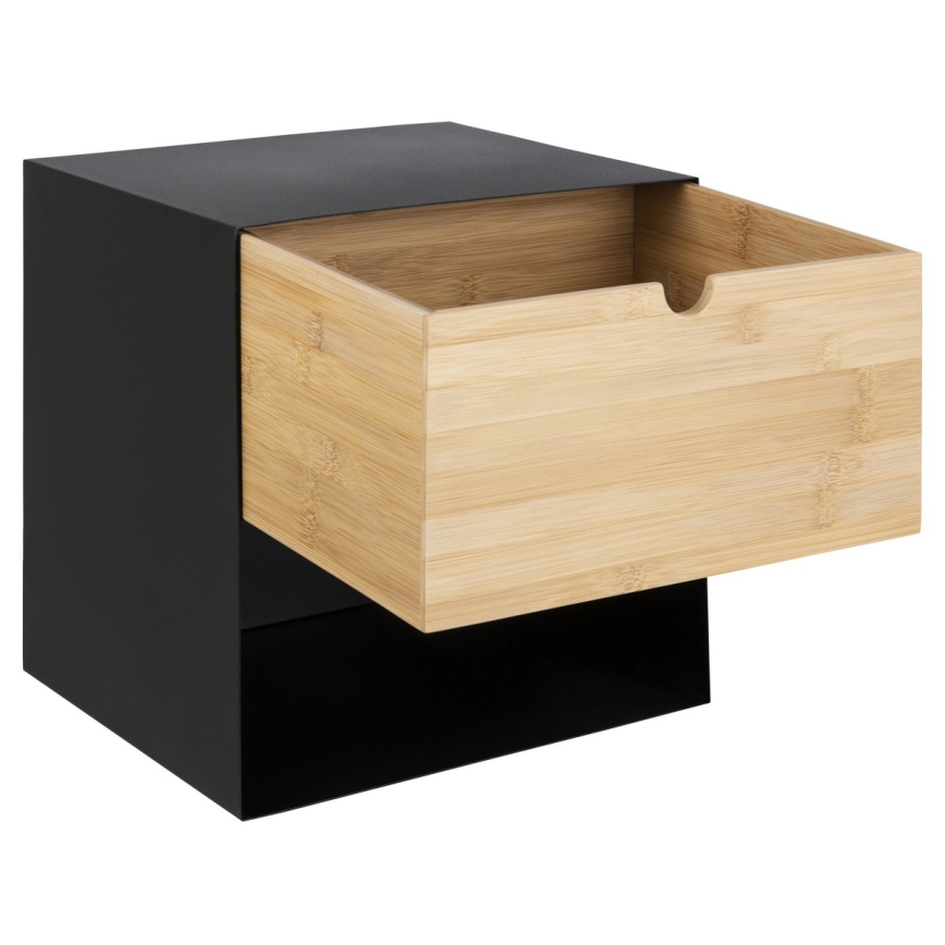 Nachttisch mit Wandmontageoption BEKIM schwarz/Bambus