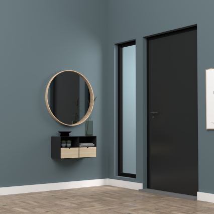 Nachttisch mit Wandmontageoption BEKIM schwarz/Bambus