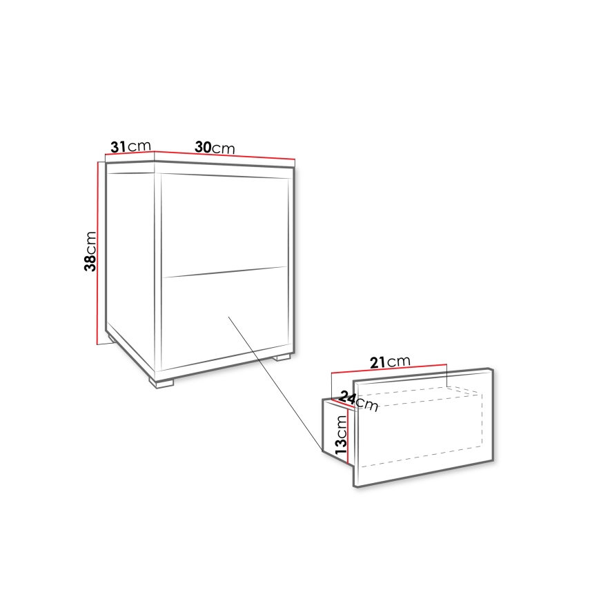 Nachttisch GESITA 38x30 cm Eiche Cremona