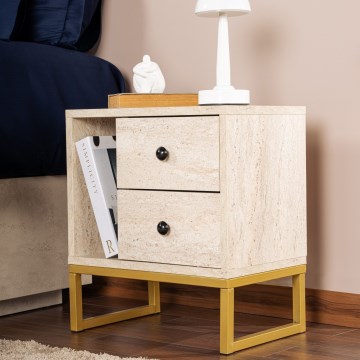 Nachttisch GLIMMER 50x45,2 cm beige/golden