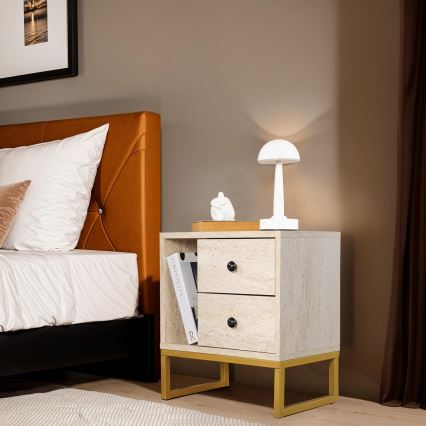 Nachttisch GLIMMER 50x45,2 cm beige/golden