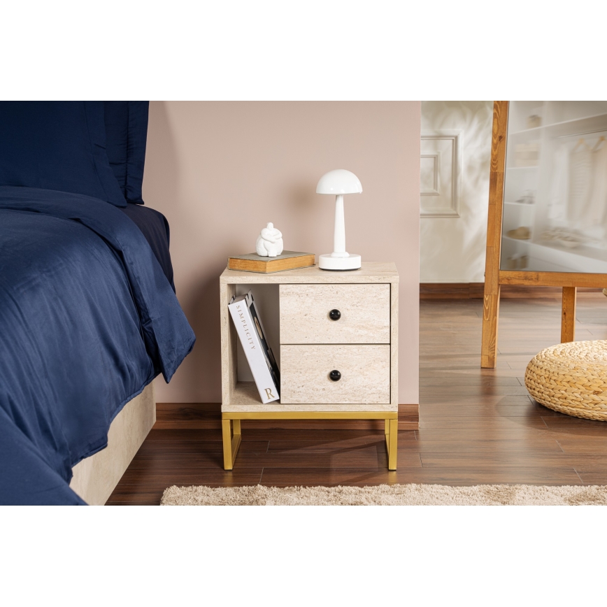 Nachttisch GLIMMER 50x45,2 cm beige/golden