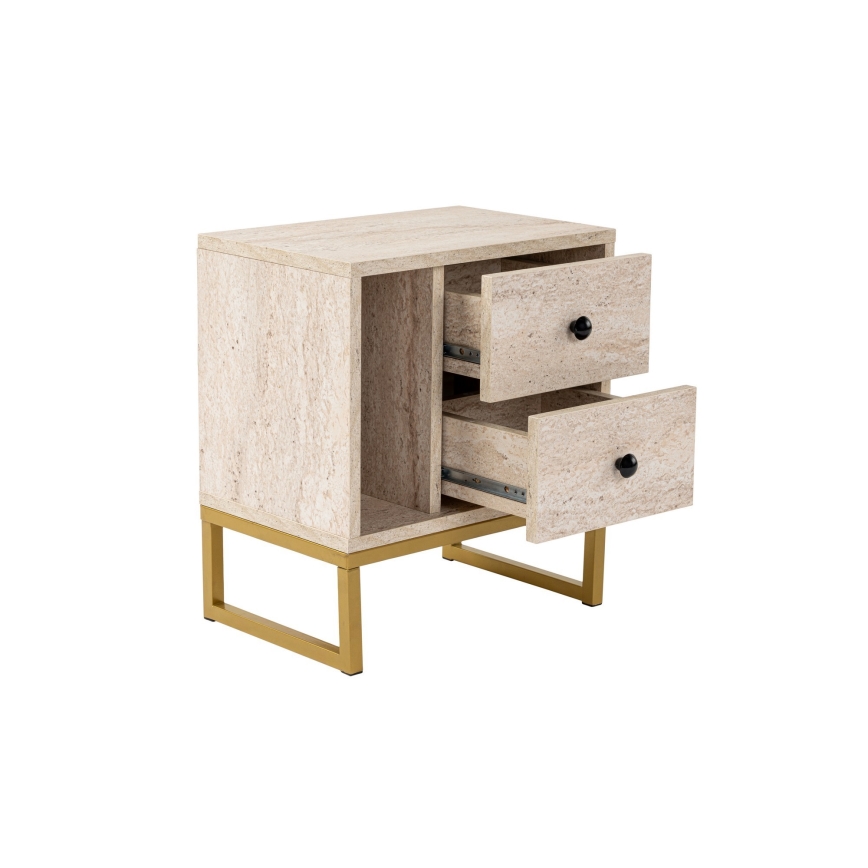 Nachttisch GLIMMER 50x45,2 cm beige/golden
