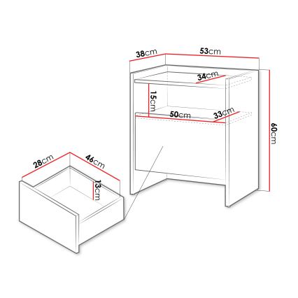 Nachttisch JAPANDI 60 × 53 cm Cremona-Eiche