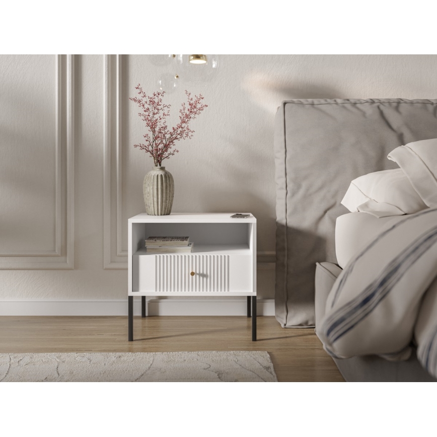 Nachttisch LUE weiß/schwarz