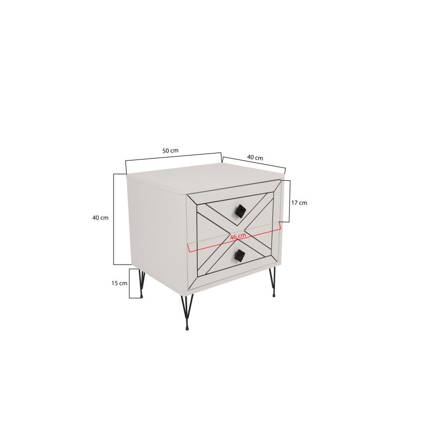 Nachttisch LUNA 50x55 cm weiß