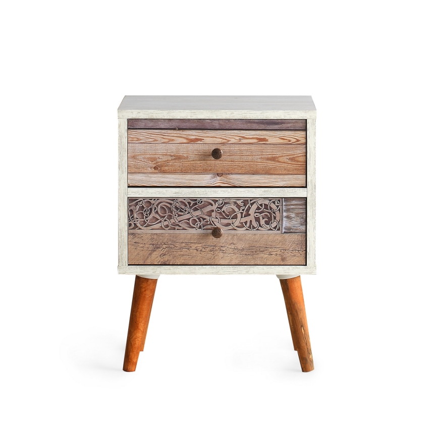 Nachttisch MALMO 55x40 cm weiß/braun