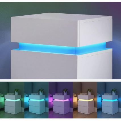 Nachttisch mit Hintergrundbeleuchtung SMARTIE weiß