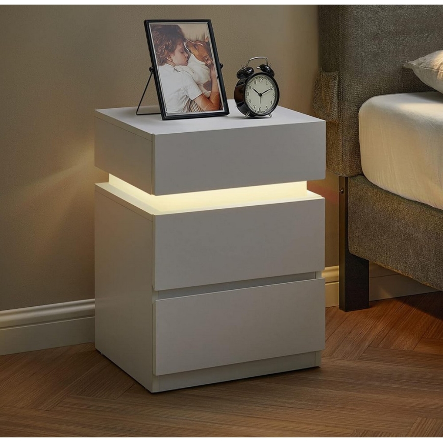 Nachttisch mit Hintergrundbeleuchtung SMARTIE weiß