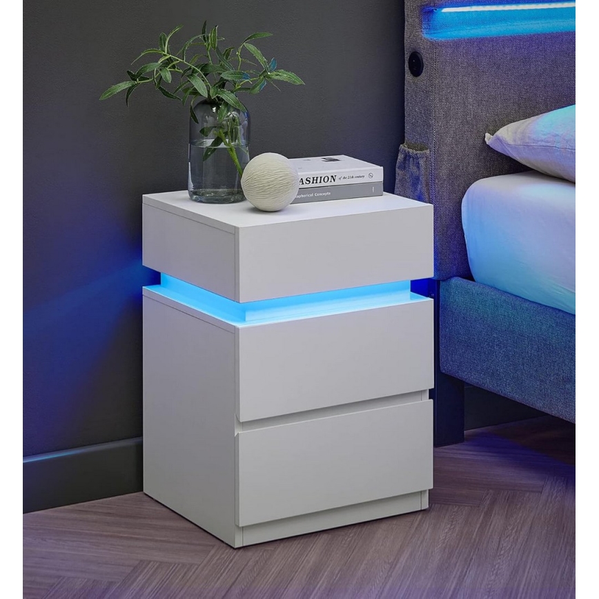 Nachttisch mit Hintergrundbeleuchtung SMARTIE weiß
