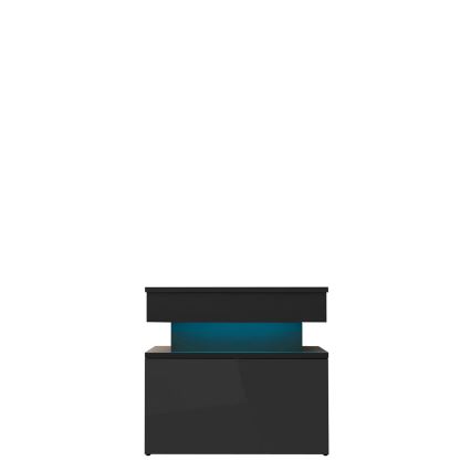 Nachttisch mit LED-Beleuchtung GLOSSA 51x55 cm schwarz/hochglänzend