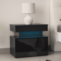Nachttisch mit LED-Beleuchtung GLOSSA 55x51 cm schwarz/hochglanz-schwarz