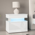 Nachttisch mit LED-Beleuchtung GLOSSA 55x51 cm weiß/hochglanzweiß