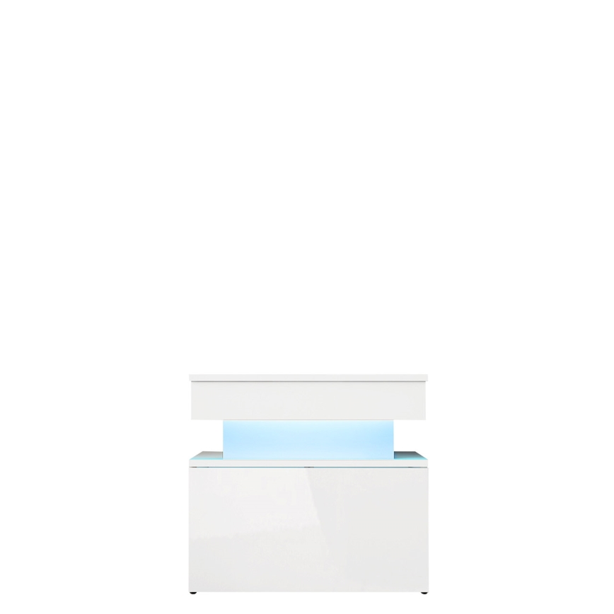 Nachttisch mit LED-Beleuchtung GLOSSA 55x51 cm weiß/hochglanzweiß