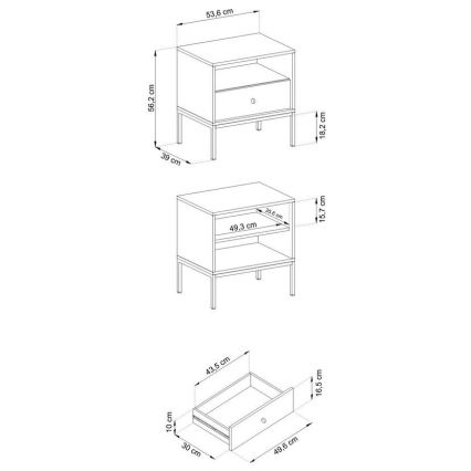 Nachttisch MONO 56x54 cm blau