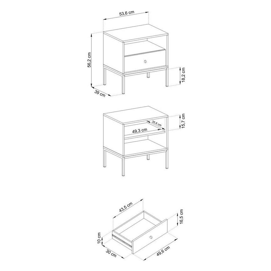 Nachttisch MONO 56x54 cm blau