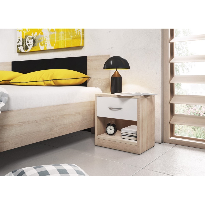 Nachttisch NED Sonoma-Eiche/Weiß