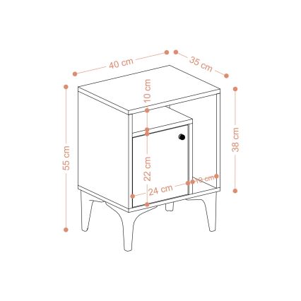 Nachttisch NUNO 55x40 cm Saphir-Eiche