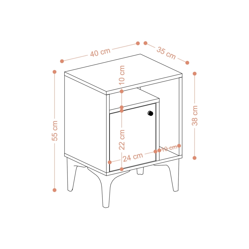 Nachttisch NUNO 55x40 cm Saphir-Eiche