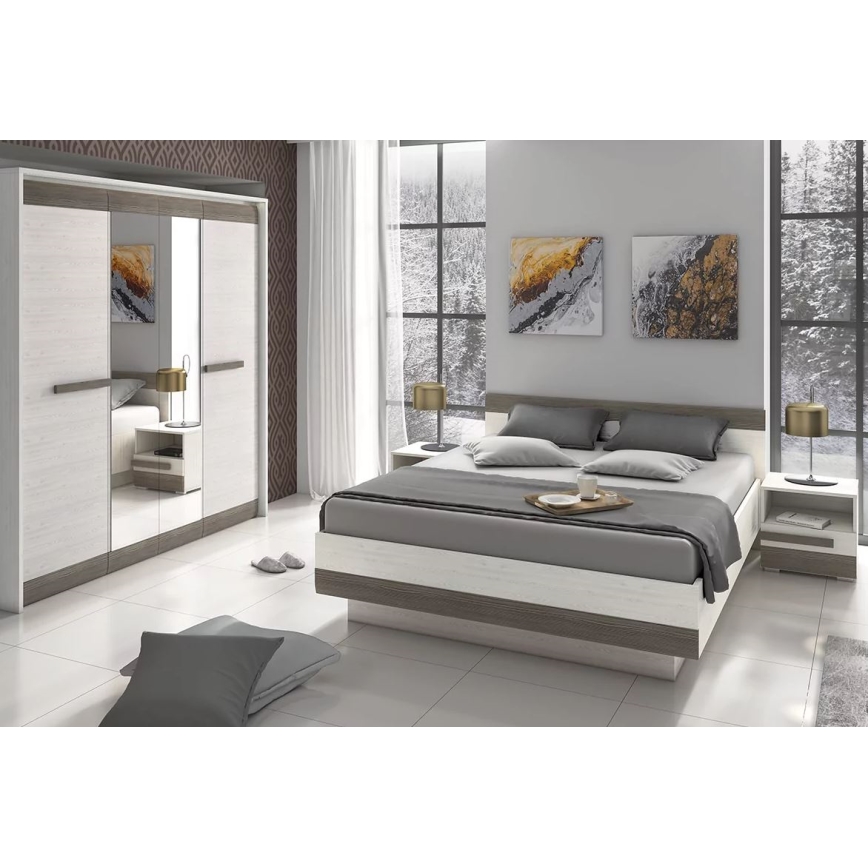 Nachttisch SARPA 45x46 cm weiß/braun