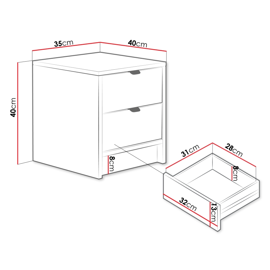 Nachttisch TIRENO 40x35 cm beige