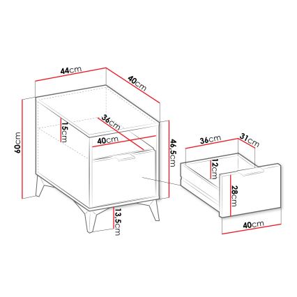 Nachttisch XYLIX 60x44 cm beige