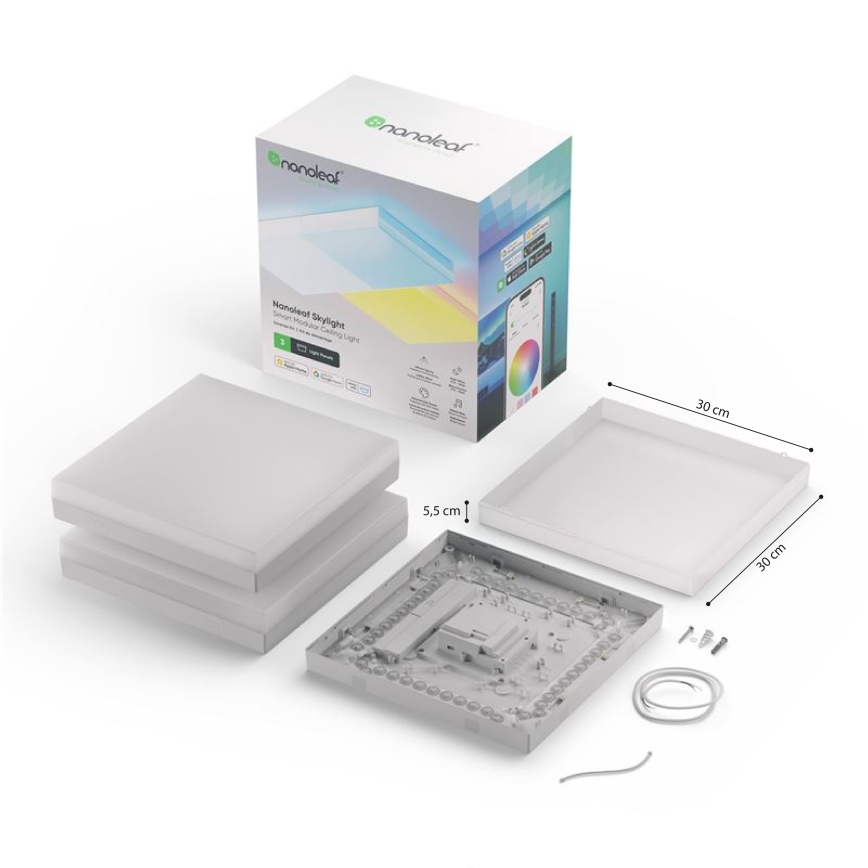 Nanoleaf - SET 3x Dimmbare RGBW-Deckenleuchte SKYLIGHT 1xLED/18W/230V + 2xLED/16W/230V 2700-6500K Wi-Fi
