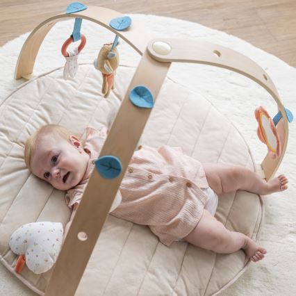 Nattou - Kinderdecke zum Spielen mit Holztrapez MILA, ZOE & LANA