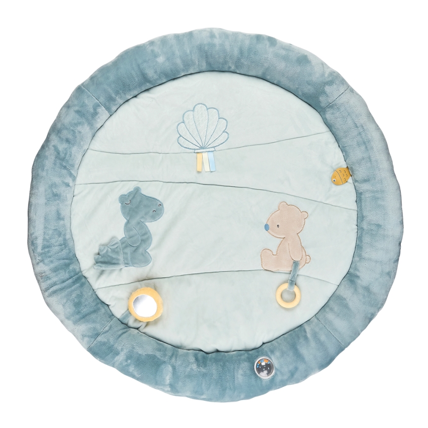 Nattou - Kinderdecke zum Spielen mit Trapez ROMEO, JULES & SALLY blau