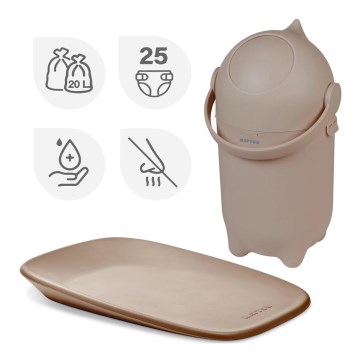 Nattou - Windeleimer und Wickelauflage SOFTY 50x70 cm braun