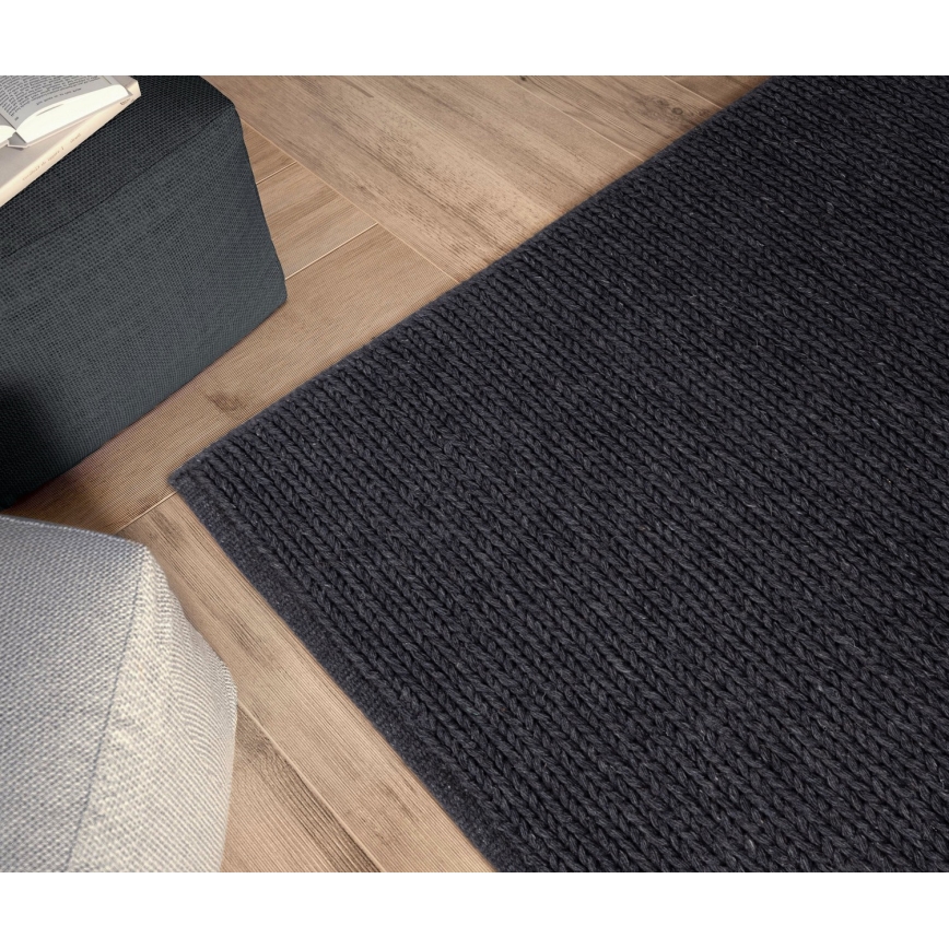 Naturteppich FIR WOOL, 120 x 170 cm, 2600 g/m², Anthrazit