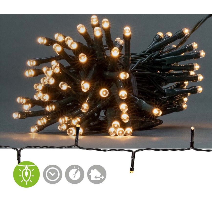 LED Außen  Lichterkette 96xLED/7 Funktionen/3xAA 7,7m IP44 warmweiß
