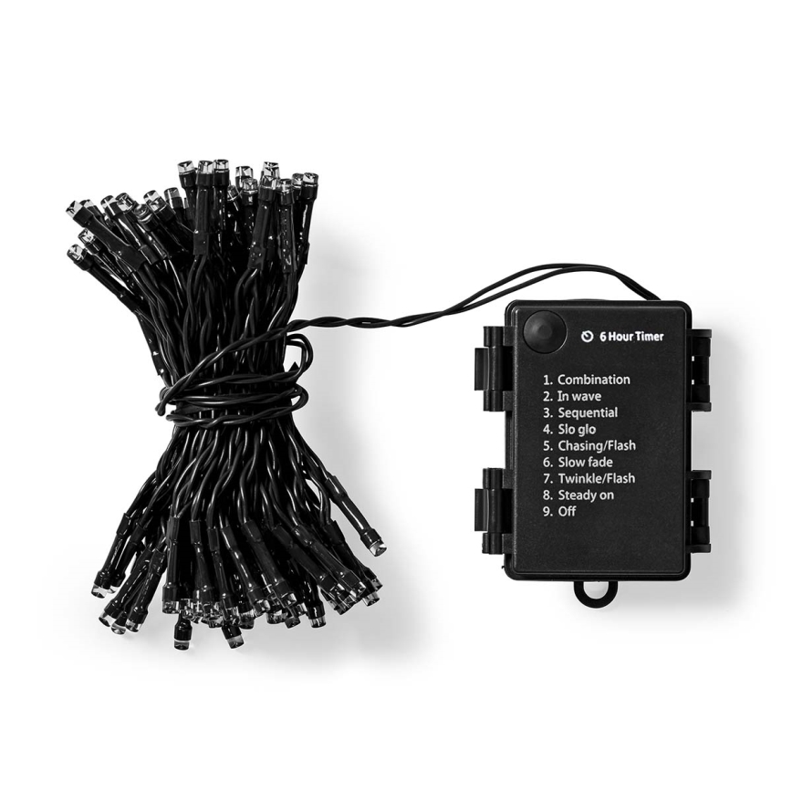LED-Außen-Weihnachtslichterkette 96xLED/7 Funktionen/3xAA 7,7m IP44 warmweiß