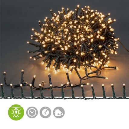 LED-Weihnachtskette für draußen 400xLED/7 Funktionen 11m IP44 warmweiß