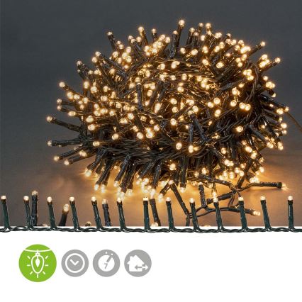 Weihnachtliche Outdoor-LED-Lichterkette 700xLED/7 Funktionen 17m IP44 warmweiß